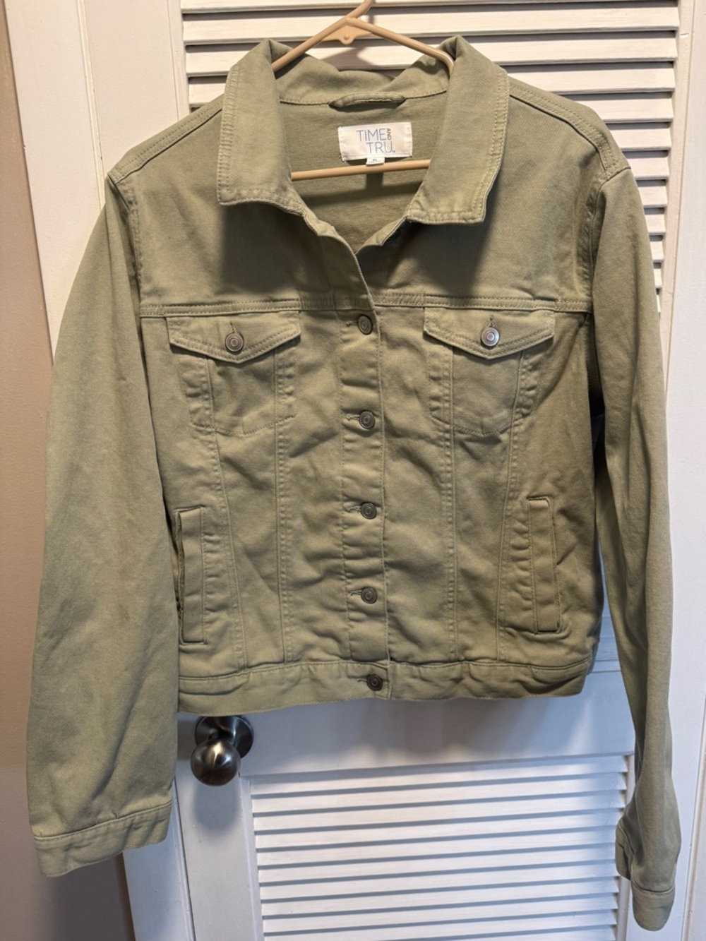 Time and Tru Olive Utility Jean Jacket